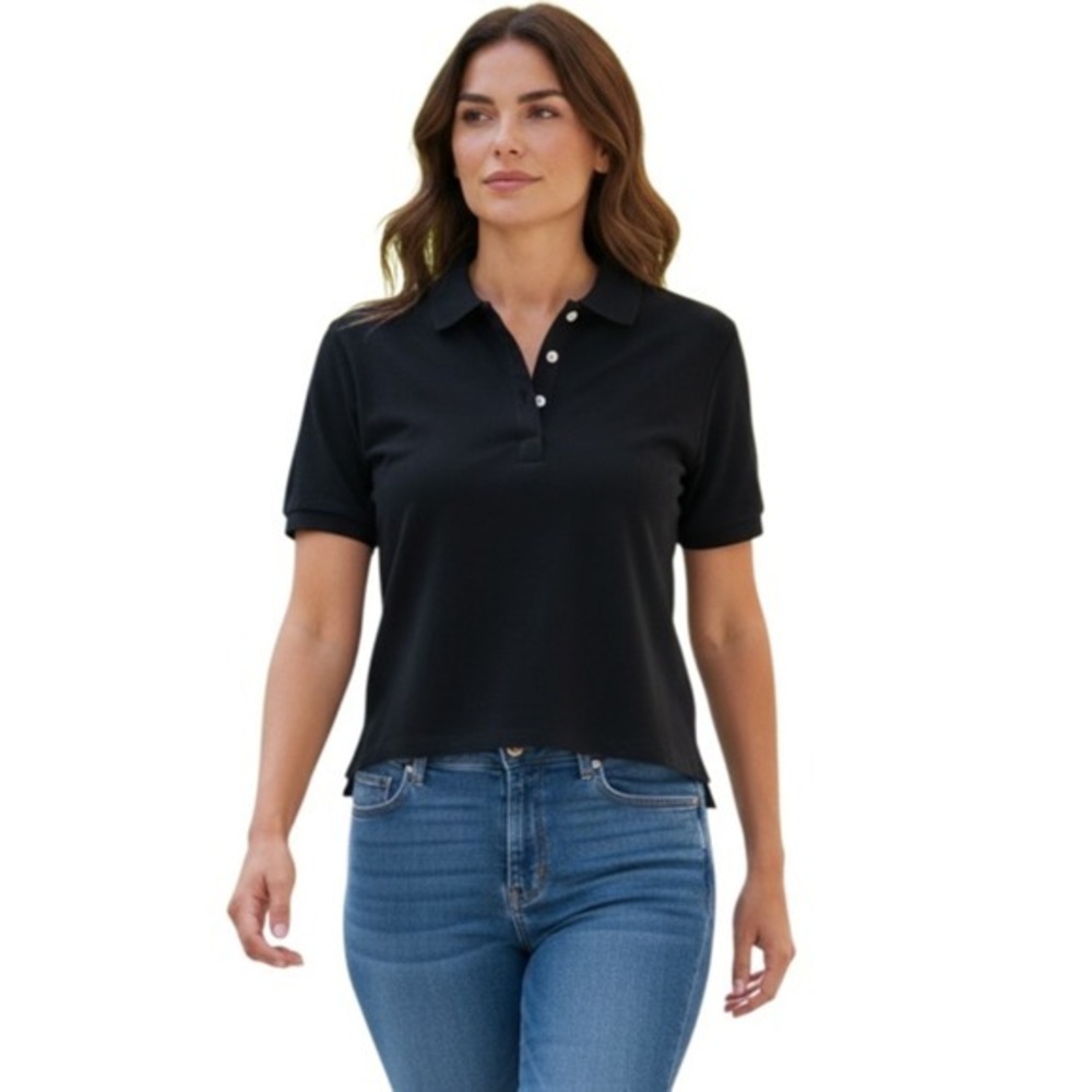 STYLE & CO. Short-Sleeve Cotton Polo Shirt,‎ Point collar, Color Black, Sz XL